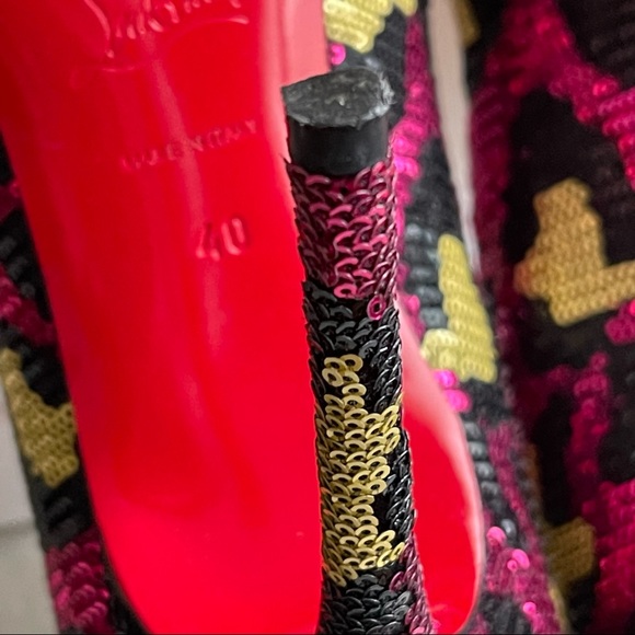 Authentic Christian Louboutin multicoloured leopard sequin Fifi pump (size 40) - Picture 10 of 11